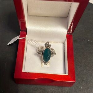 Elegant Silver Ring with Green Stone